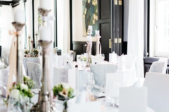 Festive dinner table with roast goose